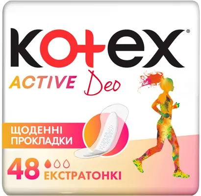 Щоденні гігієнічні прокладки Kotex Active Deo екстратонкі, 48 шт