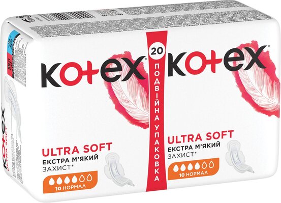 Прокладки гигиенические Kotex Ultra Soft нормал, мягкая поверхность, 20 шт