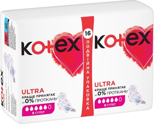 Прокладки гигиенические Kotex Ultra супер, сеточка, 16 шт