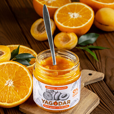 Джем Yagodar абрикосовий без цукру з апельсином, 210 г