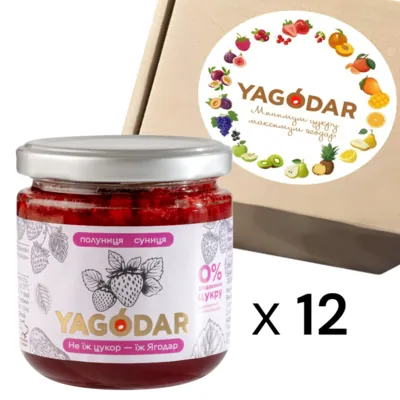 Набір джемів Yagodar полуничний без цукру з суницею, 12 шт х 210 г