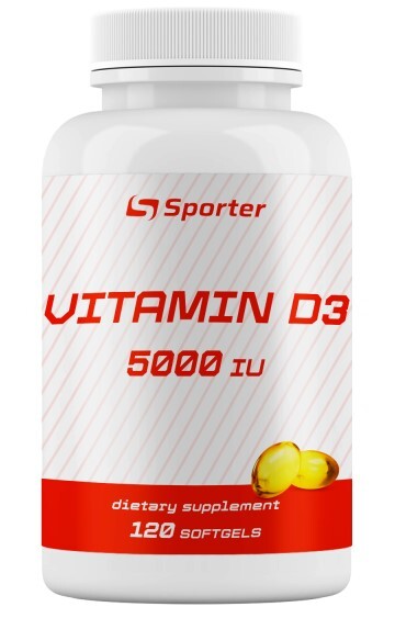 Витамин Д3 Sporter Vitamin D3 5000 ME, 120 мягких гелевых капсул