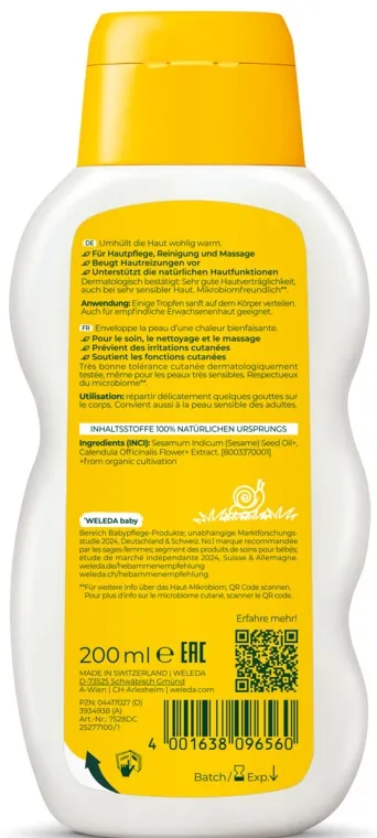 Олійка Weleda Baby Calendula Календула для немовлят, 200 мл