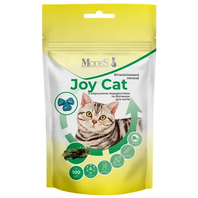 Ласощі для котів Modes Joy Cat Вітамінізовані з морськими водоростями та біотином, 35 г