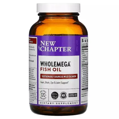 Риб'ячий жир New Chapter Wholemega Alaskan Salmon Oil 1000 мг, 120 желатинових капсул