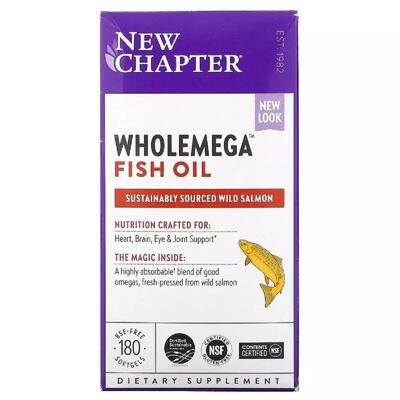 Рыбий жир New Chapter Wholemega Alaskan Salmon Oil 1000 мг, 180 желатиновых капсул