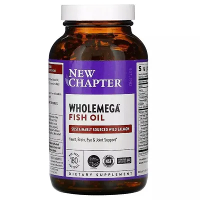 Риб'ячий жир New Chapter Wholemega Alaskan Salmon Oil 1000 мг, 180 желатинових капсул