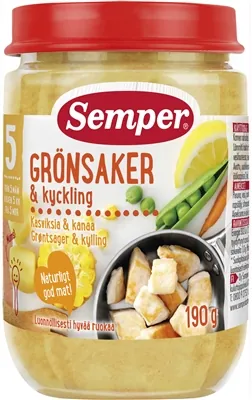 Пюре м'ясо-овочеве Semper Курка з овочами, 190 г
