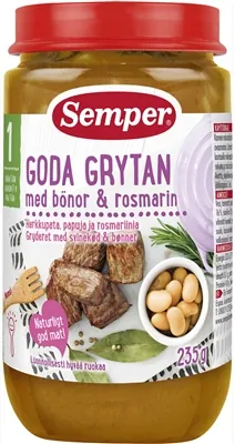 Пюре м'ясо-овочеве Semper Свинина з квасолею і овочами, 235 г
