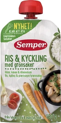Пюре м'ясо-овочеве Semper Рис з куркою, 120 г