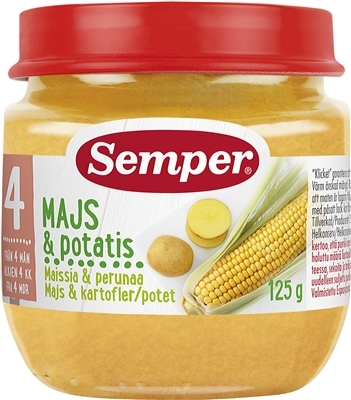 Пюре овощное Semper Кукуруза и картофель, 125 г