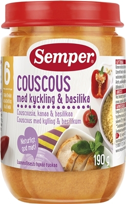 Пюре мясо-овощное Semper Кускус с курицей в томатном соусе, 190 г