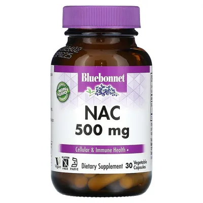 Аминокислота N-Ацетил-L-Цистеин 500 мг Bluebonnet Nutrition NAC, 30 гелевих капсул