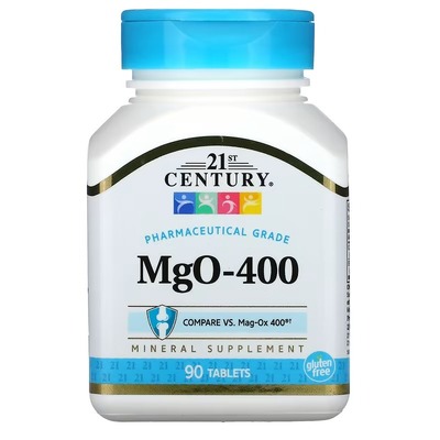 Магній оксид 21st Century MgO 400 мг, 90 таблеток
