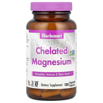 Хелатный Магний Bluebonnet Nutrition Chelated Magnesium, 120 растительных капсул