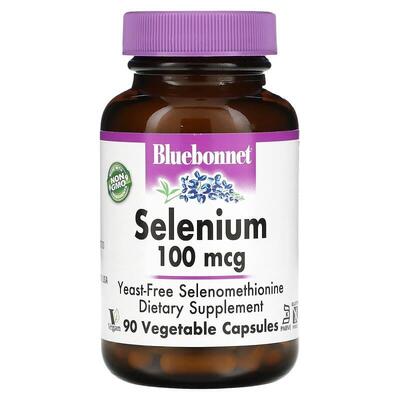 Селен Bluebonnet Nutrition Selenium 100 мкг, без дрожжей, 90 вегетарианских капсул