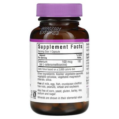 Селен Bluebonnet Nutrition Selenium 100 мкг, без дрожжей, 90 вегетарианских капсул