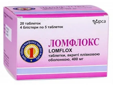 Ломфлокс таблетки, в/плів. обол. по 400 мг №20 (5х4)