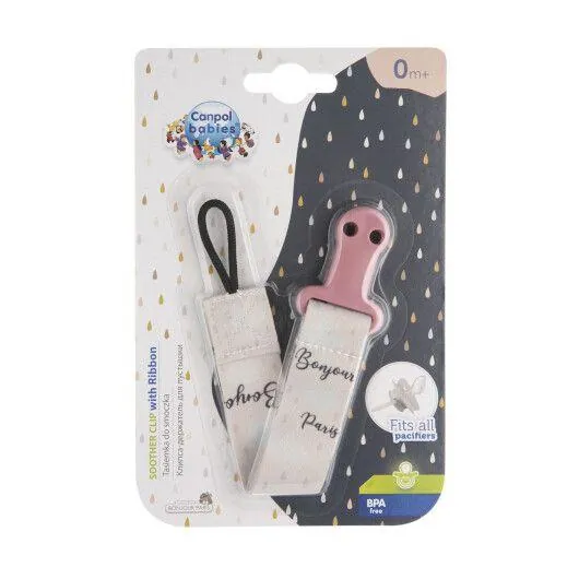 Ланцюжок для пустушки Canpol babies Bonjour Paris, рожевий, 51/026_pin