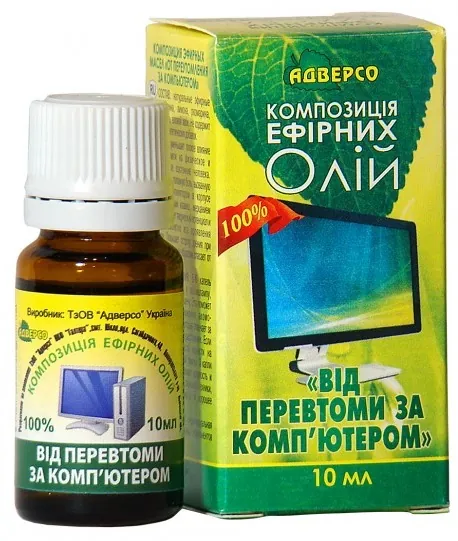 Композиція ефірних олій Адверсо Від перевтоми за комп'ютером, 10 мл