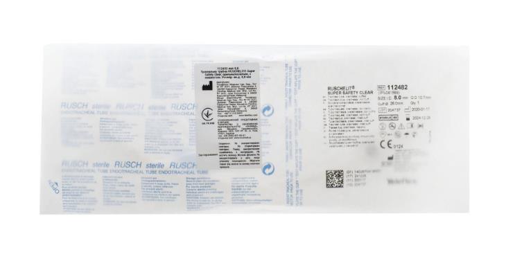 Трубка эндотрахеальная Ruschelit Super Safety Clear для оральной/назальной интубации с манжетой, размер 8,0