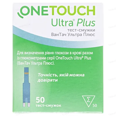 Тест-смужки One Touch Ultra Plus для глюкометра, 50 штук