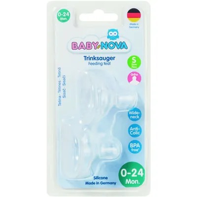 Соска силіконова Baby-Nova 13210 ортодонтична з широкою шийкою для чаю, розмір 2, 2 шт