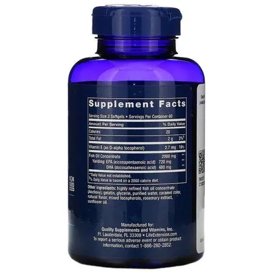Риб'ячий жир Life Extension Mega EPA/DHA, 120 гелевих капсул