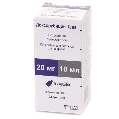 Доксорубицин-Тева концентрат д/приг. р-ра д/инф. 2 мг/мл (20 мг) по 10 мл №1 во флак.