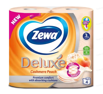 Папір туалетний Zewa Deluxe Cashmere Peach Персик 3 шари, 4 рулони