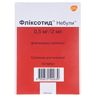 Фликсотид небулы суспензия д/инг. 0.5 мг/2 мл по 2 мл №10 (5х2) в небулах