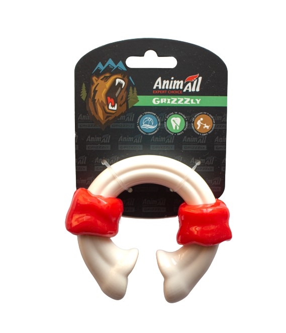 Игрушка для собак AnimAll GrizZzly косточка-кольцо красная/белая