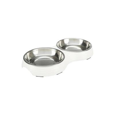 Миска для котів Trixie 25187 подвійна меламін/метал біла, 2 х 0,2 л/13 см