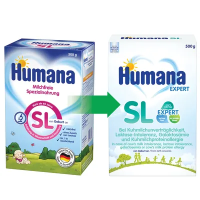 Суміш суха безмолочна Нumana SL Expert на основі ізоляту соєвого білка для дітей з народження, старших дітей і дорослих, 500 г