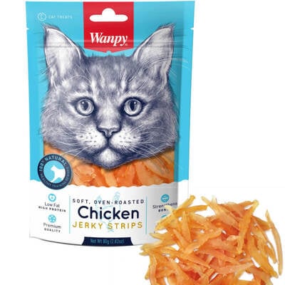 Лакомство для котов Wanpy Soft Chicken Jerky Strips Филе куриное вяленое полоски, 80 г