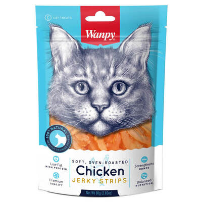 Лакомство для котов Wanpy Soft Chicken Jerky Strips Филе куриное вяленое полоски, 80 г