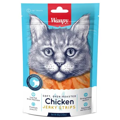Ласощі для котів Wanpy Soft Chicken Jerky Strips Філе куряче в'ялене смужки, 80 г
