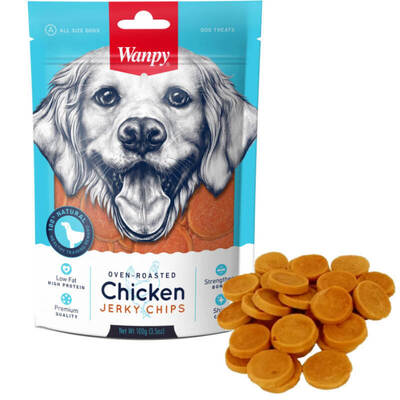 Лакомство для собак Wanpy Chicken Jerky Chips Чипсы куриные вяленые, 100 г