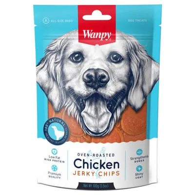 Ласощі для собак Wanpy Chicken Jerky Chips Чіпси курячі в'ялені, 100 г