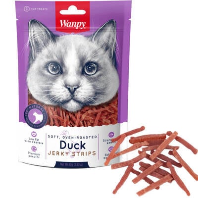 Лакомство для котов Wanpy Soft Duck Jerky Strips Филе утки вяленое полоски, 80 г