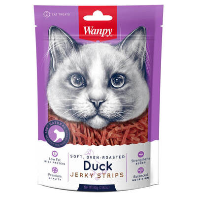 Ласощі для котів Wanpy Soft Duck Jerky Strips Філе качки в'ялене смужки, 80 г