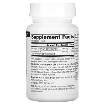 Хром Source Naturals Chromemate Chromium GTF 200 мкг, 240 таблеток
