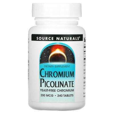 Хром пиколинат Source Naturals Chromium Picolinate 200 мкг, 240 таблеток