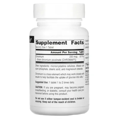 Хром піколінат Source Naturals Chromium Picolinate 200 мкг, 240 таблеток