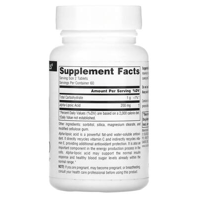 Альфа-липоевая кислота Source Naturals Alpha Lipoic Acid 100 мг, 120 таблеток