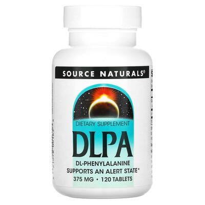DL-фенілаланін Source Naturals DLPA 375 мг, 120 таблеток