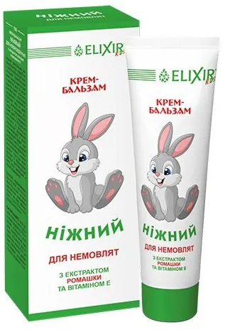 Крем-бальзам Elixir Ніжний для немовлят з екстрактом ромашки та вітаміном Е, 75 мл