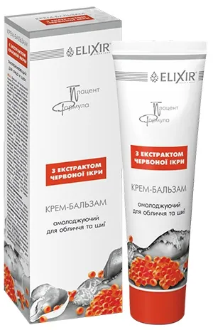 Крем-бальзам для обличчя та шиї Elixir Плацент Формула з екстрактом червоної ікри омолоджуючий, 100 мл