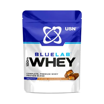 Протеїн сироватковий змішаний USN Blue Lab 100% Whey шоколад та карамель, 476 г