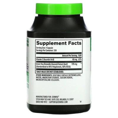 Экстракт зеленого чая Zenwise Green Tea Extract, 120 капсул